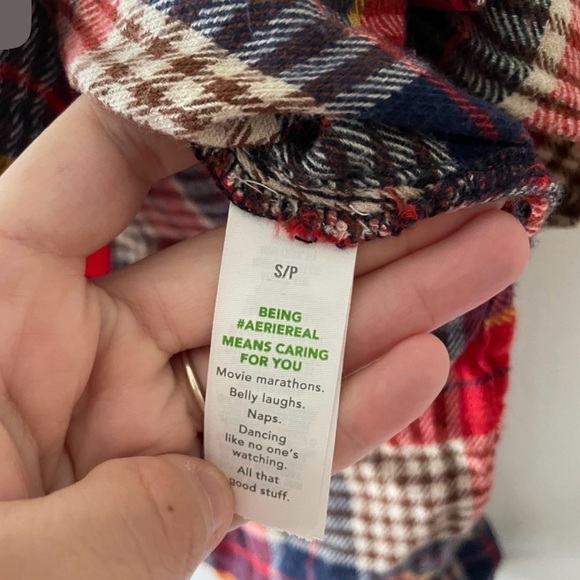 Aerie Flannel Skater Red Plaid Pajama PJ Matching Set Sleep Size Small Pants Top - Picture 13 of 13